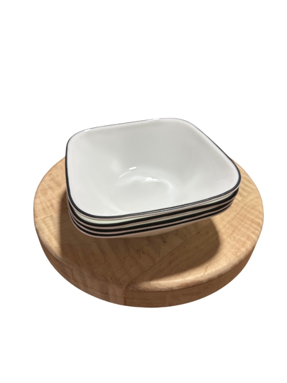 Corelle Square Simple Lines Cereal/Soup Bowls White with Black Rim  Set of 4